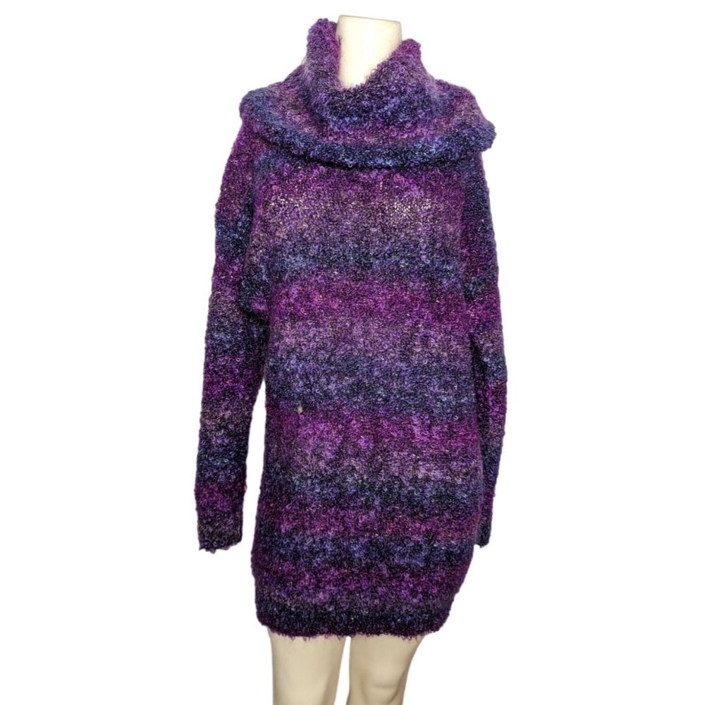 Carducci Vintage long sleeve long‎ length burgundy purple cowl neck Sweater sz M